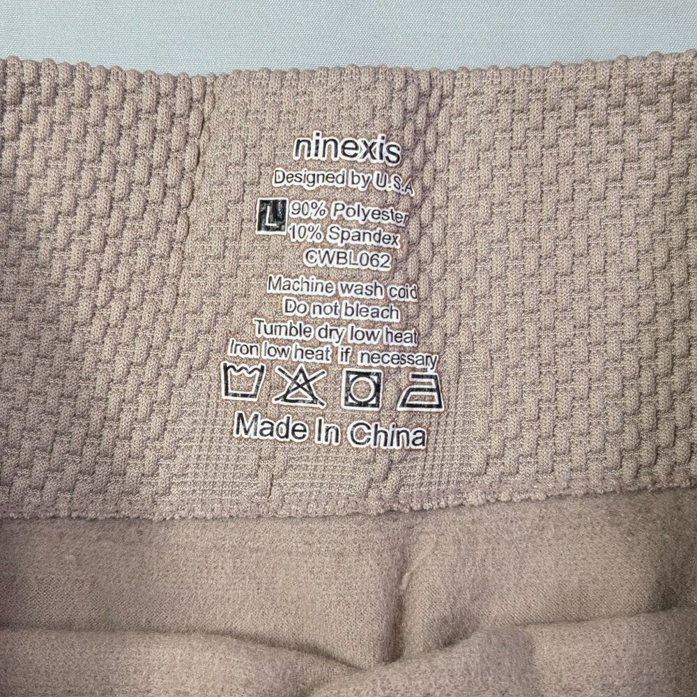 Ninexis Fleece Leggings Womens Large Taupe High-Waisted Textured Yoga New Tags - Picture 6 of 9